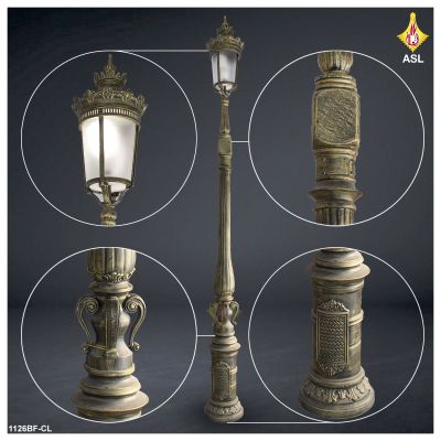 Garden Light 3.8-meter Pole With Aluminum Material Frosted lampshade Single lamp & Matt black with antique, Bronze Color