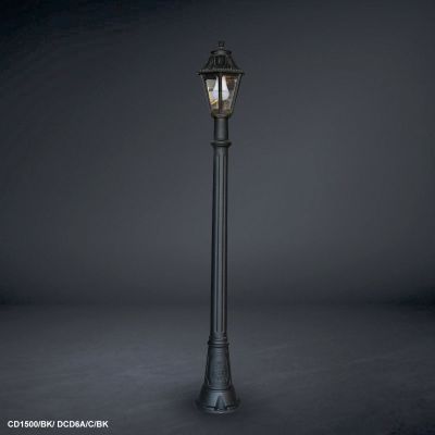 Garden Light Classic 1.5-meter Pole with classic 6-Sides Lamp, Black Color